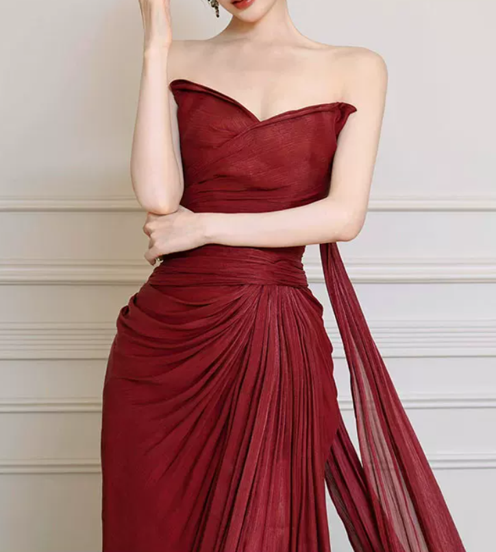 Robe de bal de princesse bustier à volants en satin long, robe de soirée C8117