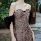Glam Off-Shoulder Gold Prom Dress Sequins Mermaid Evening Dress C8810