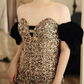 Glam Off-Shoulder Gold Prom Dress Sequins Mermaid Evening Dress C8810