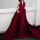 Romantic Halter Neck Red Prom Dress Ruched A-Line Evening Dress C8811