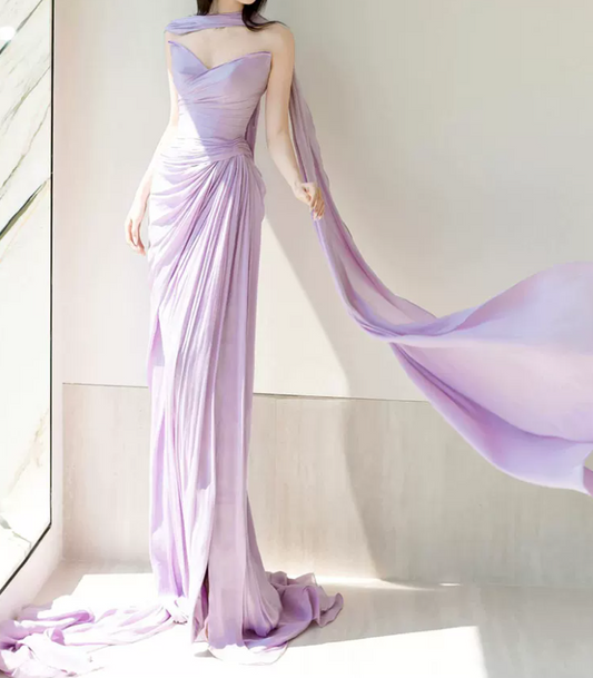 Robe de bal de princesse bustier à volants en satin long, robe de soirée C8117