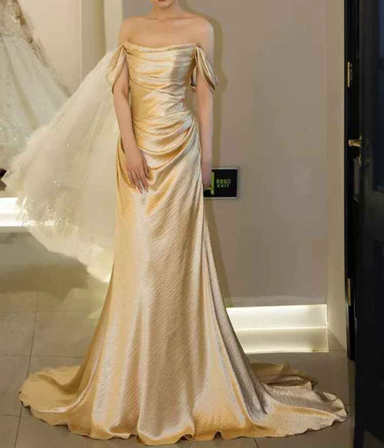 Robe de bal de princesse bustier à volants en satin long, robe de soirée C8117