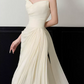 Chic Strapless Ruched Wedding Dresses With Scarf Satin Sheath Bridal Dress C8817