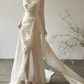Chic Strapless Ruched Wedding Dresses With Scarf Satin Sheath Bridal Dress C8817