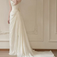Chic Strapless Ruched Wedding Dresses With Scarf Satin Sheath Bridal Dress C8817