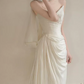 Chic Strapless Ruched Wedding Dresses With Scarf Satin Sheath Bridal Dress C8817