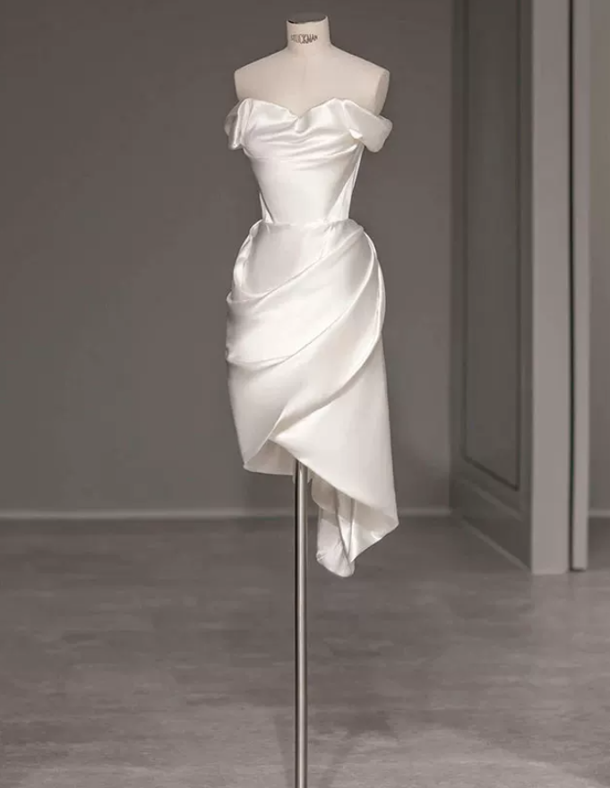 Superbe robe de mariée sirène bustier en satin et tulle, longue et en dentelle, C4563