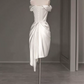Superbe robe de mariée sirène bustier en satin et tulle, longue et en dentelle, C4563