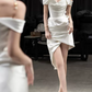 Superbe robe de mariée sirène bustier en satin et tulle, longue et en dentelle, C4563
