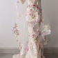 Robe de bal de princesse bustier à volants en satin long, robe de soirée C8117