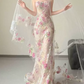 Robe de bal de princesse bustier à volants en satin long, robe de soirée C8117