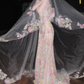 Robe de bal de princesse bustier à volants en satin long, robe de soirée C8117