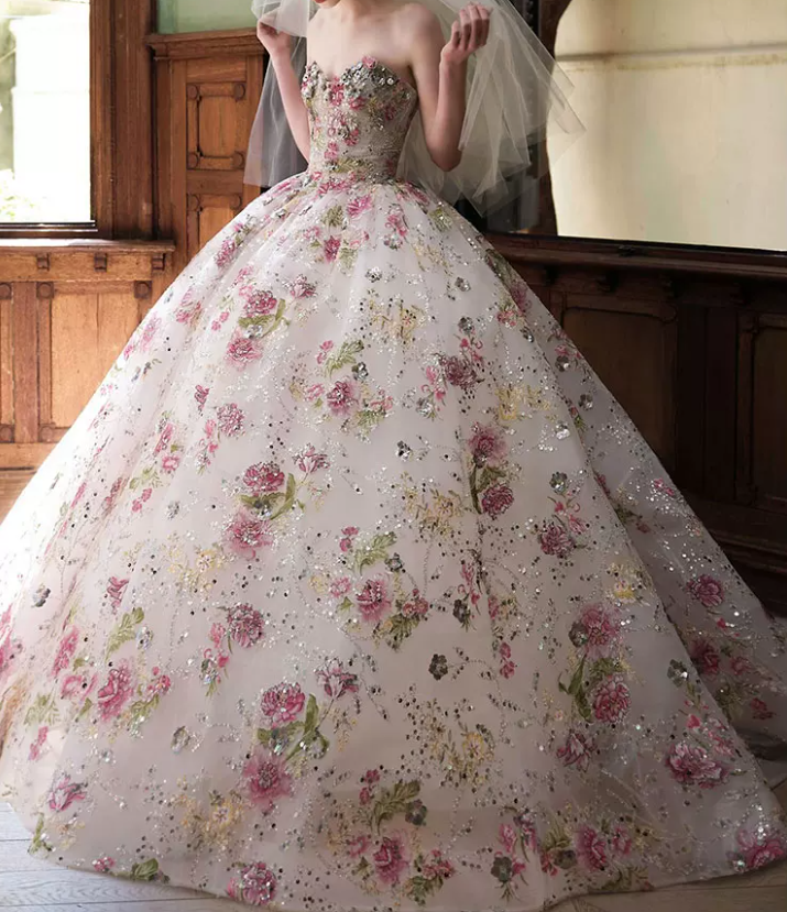 Playful Strapless Pink Prom Dress Sequins Appliques A-Line Evening Dress C8822
