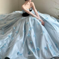 Trendy Strapless Blue Prom Dress Appliques A-Line Evening Dress C8823