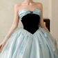 Trendy Strapless Blue Prom Dress Appliques A-Line Evening Dress C8823