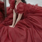 Romantic Short Sleeve Red Prom Dress Beaded A-Line Evening Dress C8824