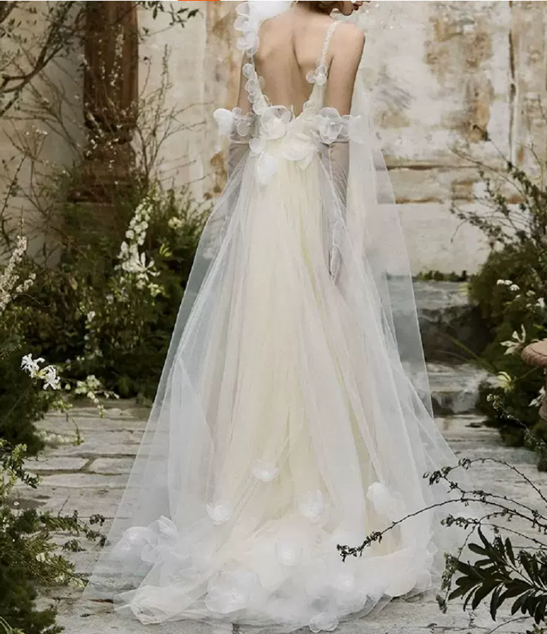 Superbe robe de mariée sirène bustier en satin et tulle, longue et en dentelle, C4563
