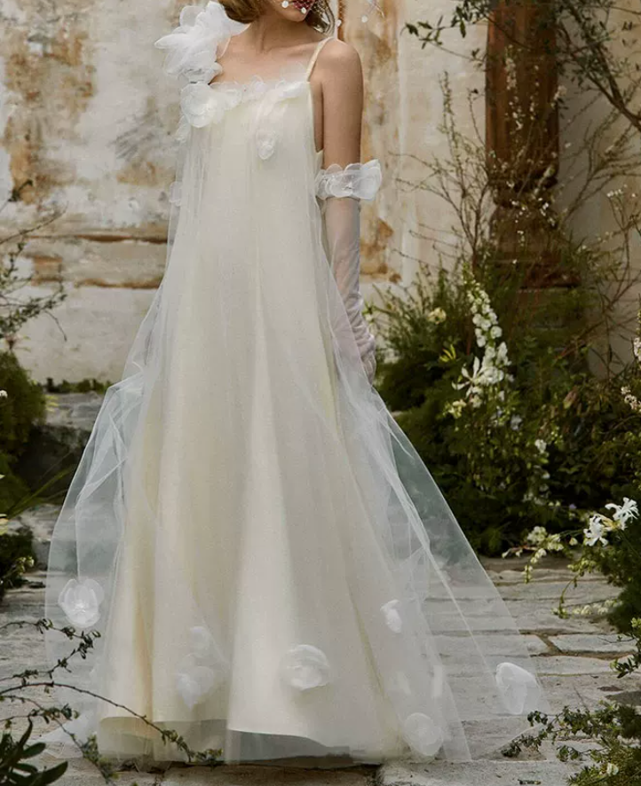 Superbe robe de mariée sirène bustier en satin et tulle, longue et en dentelle, C4563