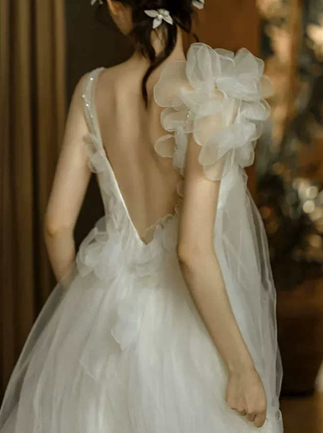 Superbe robe de mariée sirène bustier en satin et tulle, longue et en dentelle, C4563