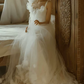 Superbe robe de mariée sirène bustier en satin et tulle, longue et en dentelle, C4563