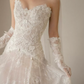 Ornate Strapless White Wedding Dresses With Scarf Lace A-Line Bridal Dress C8830