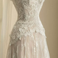Ornate Strapless White Wedding Dresses With Scarf Lace A-Line Bridal Dress C8830