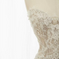 Ornate Strapless White Wedding Dresses With Scarf Lace A-Line Bridal Dress C8830