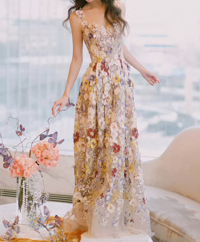 Robe de bal de princesse bustier à volants en satin long, robe de soirée C8117