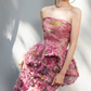 Robe de bal de princesse bustier à volants en satin long, robe de soirée C8117