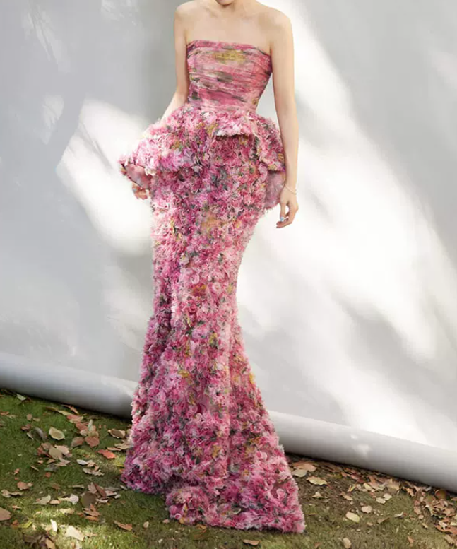 Robe de bal de princesse bustier à volants en satin long, robe de soirée C8117