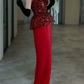 Classical Strapless Red Prom Dress Sequins Pleated Sheath Evening Dress C8833