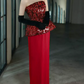 Classical Strapless Red Prom Dress Sequins Pleated Sheath Evening Dress C8833