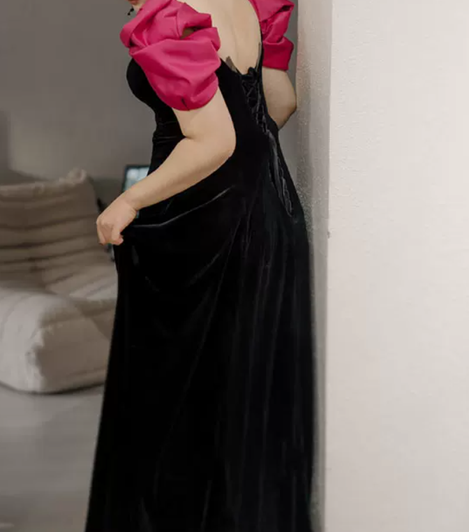 Robe de bal de princesse bustier à volants en satin long, robe de soirée C8117