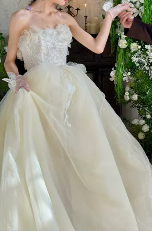 Superbe robe de mariée sirène bustier en satin et tulle, longue et en dentelle, C4563
