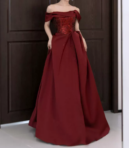 Robe de bal de princesse bustier à volants en satin long, robe de soirée C8117