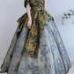 Vintage Off-Shoulder Floral Prom Dress Jacquard A-Line Evening Dress C8840