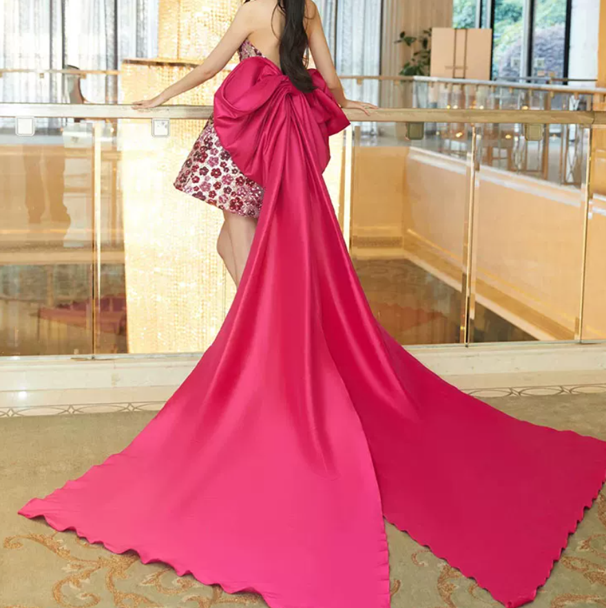 Glamorous Strapless Pink Homecoming Dress Sequins A-Line Birthday Dress C8841