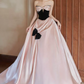 Sweet Strapless Beading Pink Prom Dress Bow Satin A-Line Evening Dress C8842