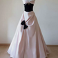 Sweet Strapless Beading Pink Prom Dress Bow Satin A-Line Evening Dress C8842