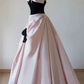 Sweet Strapless Beading Pink Prom Dress Bow Satin A-Line Evening Dress C8842