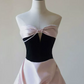Sweet Strapless Beading Pink Prom Dress Bow Satin A-Line Evening Dress C8842