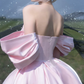 Chic Off-Shoulder Pink Homecoming Dress Satin A-Line Birthday Dress C8843