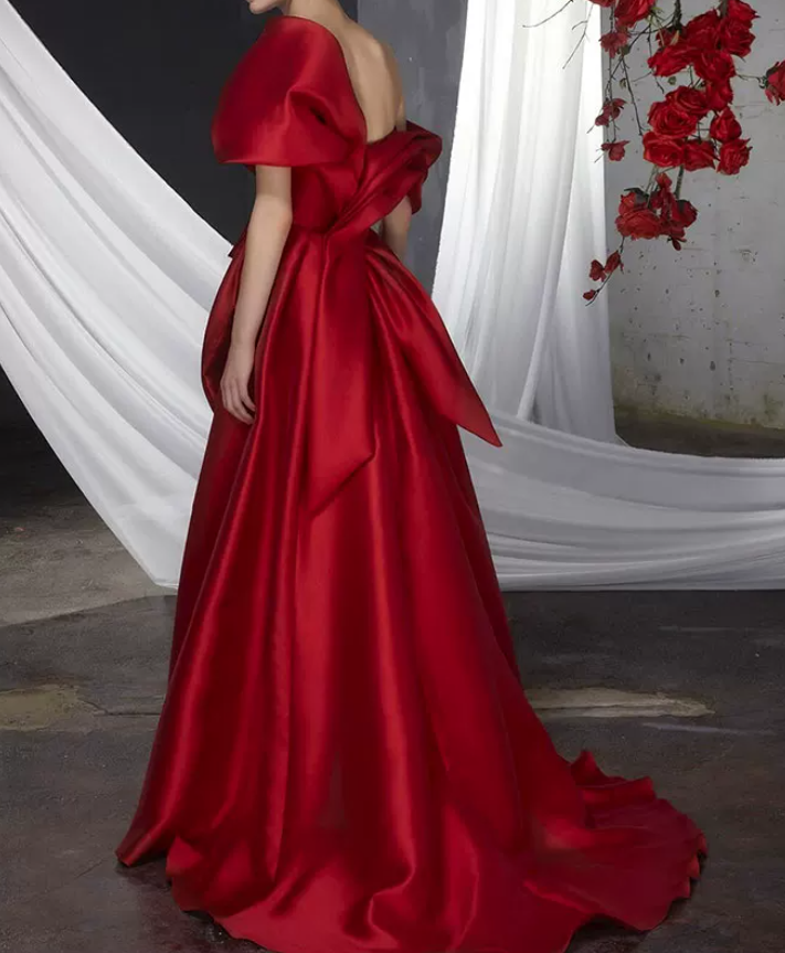 Robe de bal de princesse bustier à volants en satin long, robe de soirée C8117