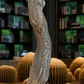 Charming V Neck Silver Prom Dress Long Sleeve Sequins Slit Evening Dress C8847