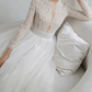 Romantic Beaded Lace Wedding Dresses Long Sleeve Tulle A-Line Bridal Dress C8848