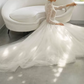 Romantic Beaded Lace Wedding Dresses Long Sleeve Tulle A-Line Bridal Dress C8848