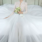 Romantic Beaded Lace Wedding Dresses Long Sleeve Tulle A-Line Bridal Dress C8848