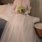 Romantic Beaded Lace Wedding Dresses Long Sleeve Tulle A-Line Bridal Dress C8848