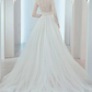 Romantic Beaded Lace Wedding Dresses Long Sleeve Tulle A-Line Bridal Dress C8848