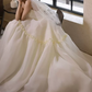 Dreamy Strapless Appliques Wedding Dresses Satin A-Line Bridal Dress C8849